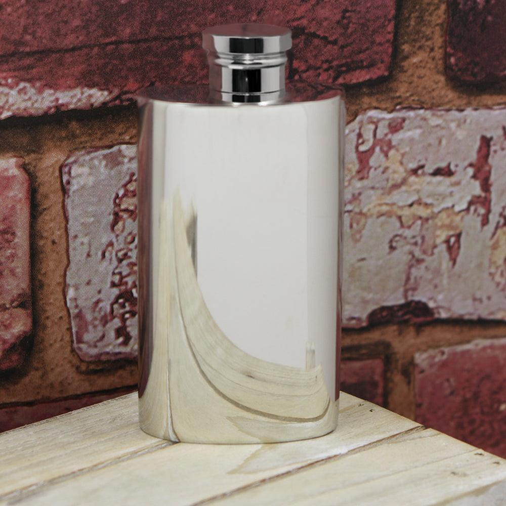 English Factory 2oz Slimline Plain Pewter Hip Flask