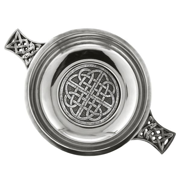 english factory 3.5 Inch Celtic Knot Handle Pewter Quaich Bowl with Badge