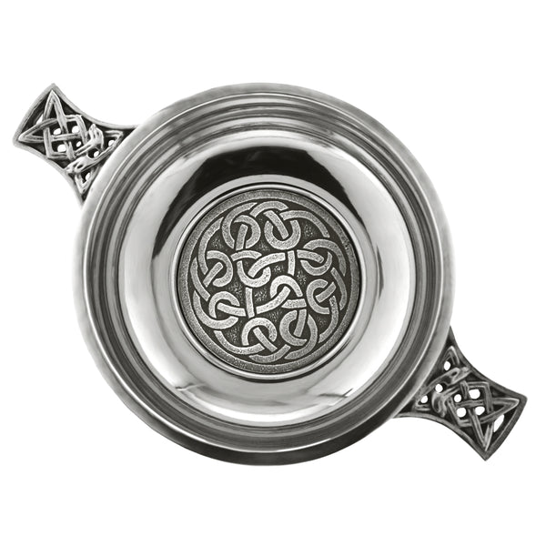 english factory 3.5 Inch Celtic Knot Handle Pewter Quaich Bowl with Badge