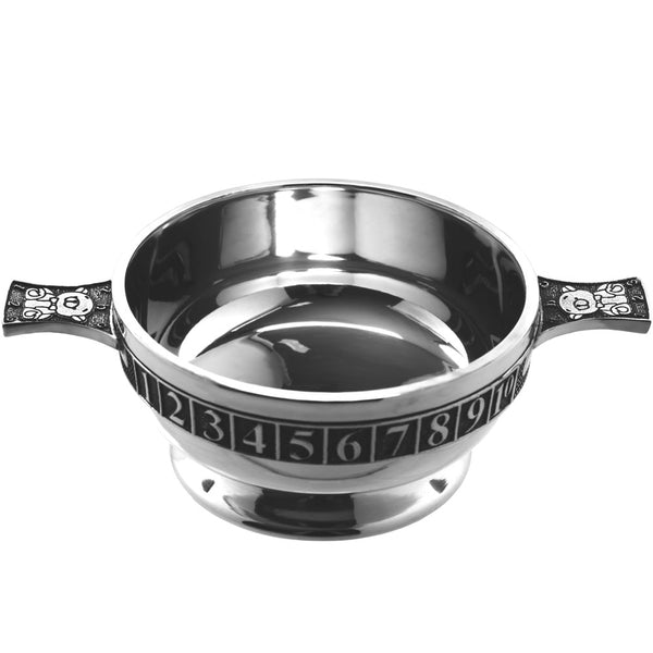 english factory 3.5 Inch Childrens Pewter Quaich Bowl - ABC 123 Teddy Bear Handles