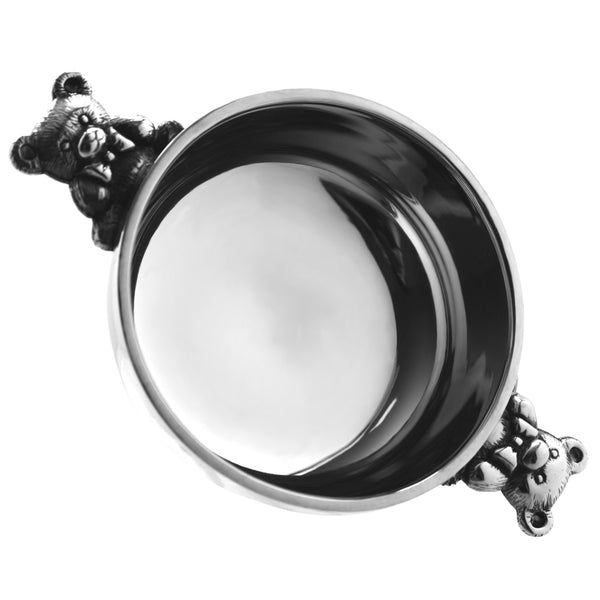 english factory 3 Inch Childrens Teddy Bear Handle Pewter Quaich Bowl Christening Gift