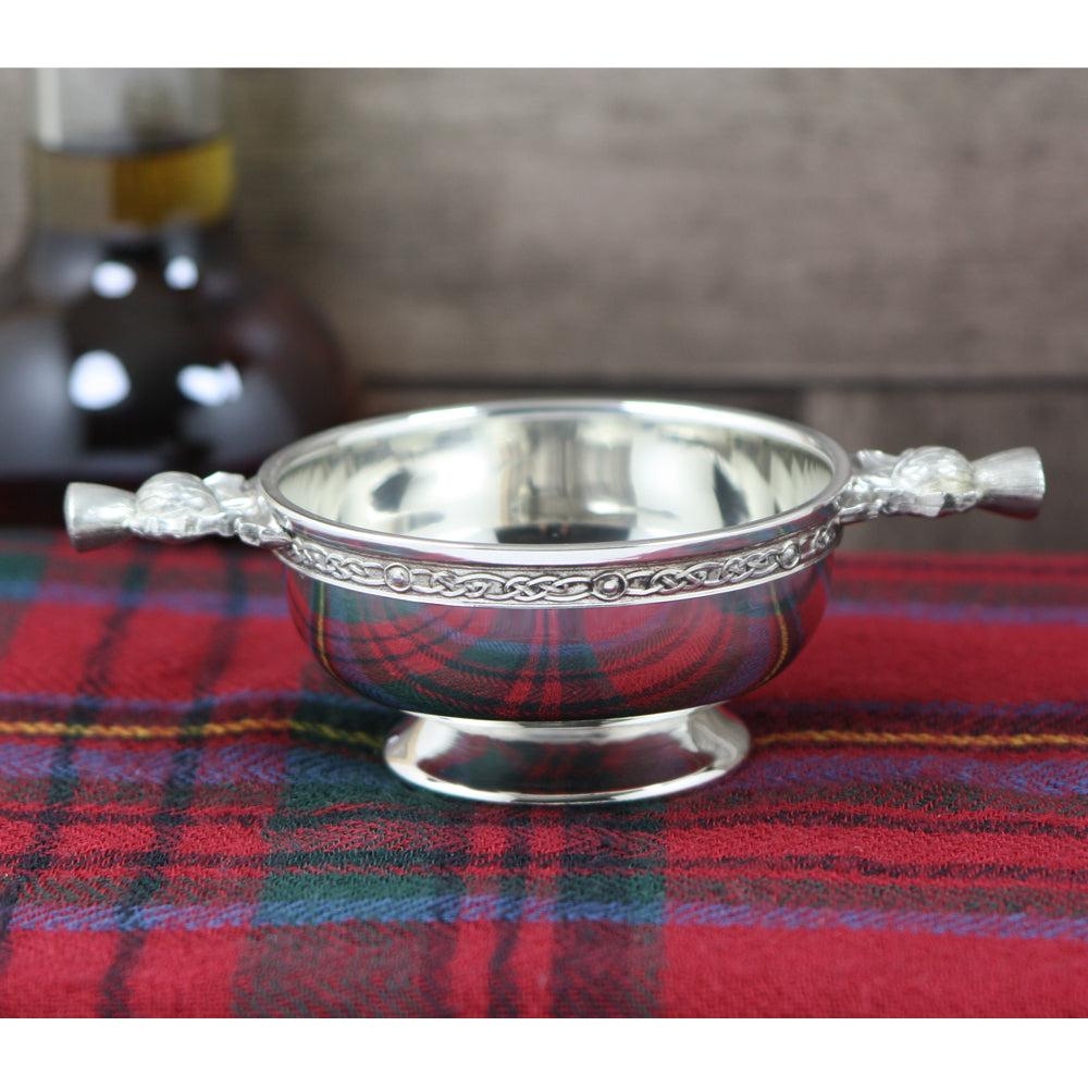 English Factory 3 Inch Scottish Thistle Handle Pewter Quaich Bowl