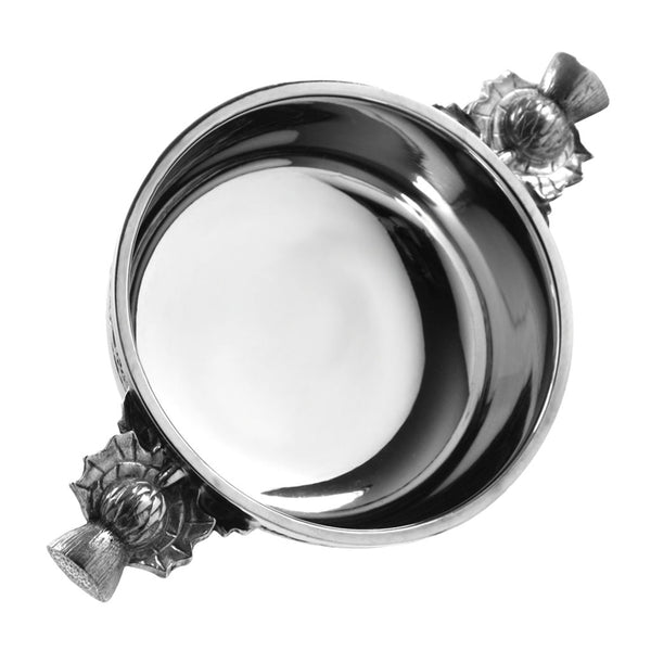 english factory 3 Inch Scottish Thistle Handle Pewter Quaich Bowl