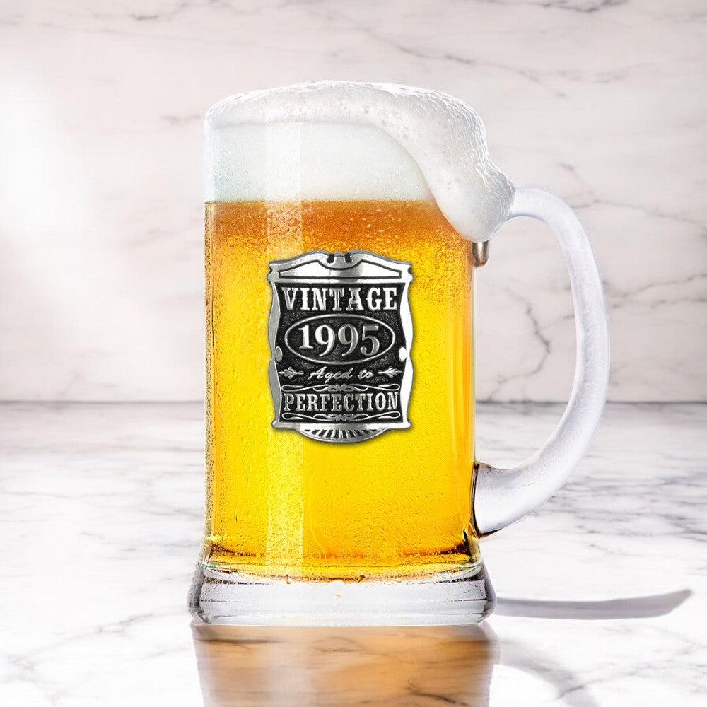 English Factory 30th Birthday Or Anniversary Gift 1995 Vintage Years Glass Pewter Beer Mug Tankard