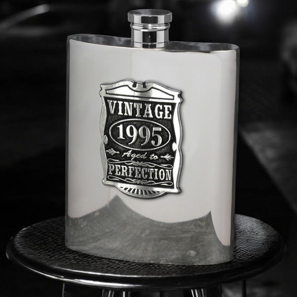 English Factory 30th Birthday Or Anniversary Gift 1995 Vintage Years Pewter Hip Flask