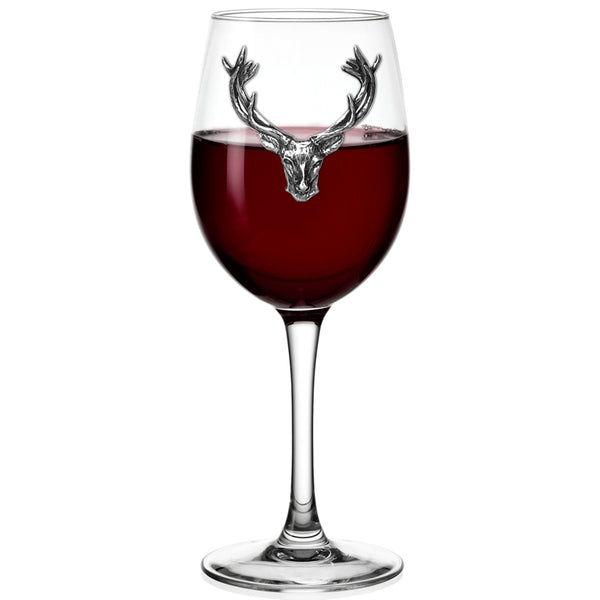 english factory 350ml Wine Glass Personalised Gift With Pewter Stag Head