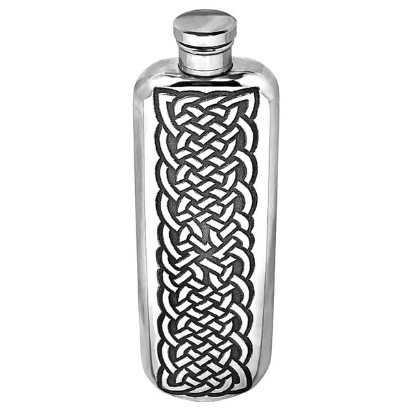 english factory 3oz Slimline Pewter Hip Flask with Intricate Celtic Knot Design