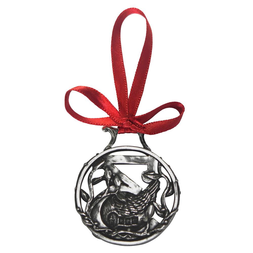 English Factory 3rd Day Of Christmas Tree Pewter Ornament Bauble Decoration