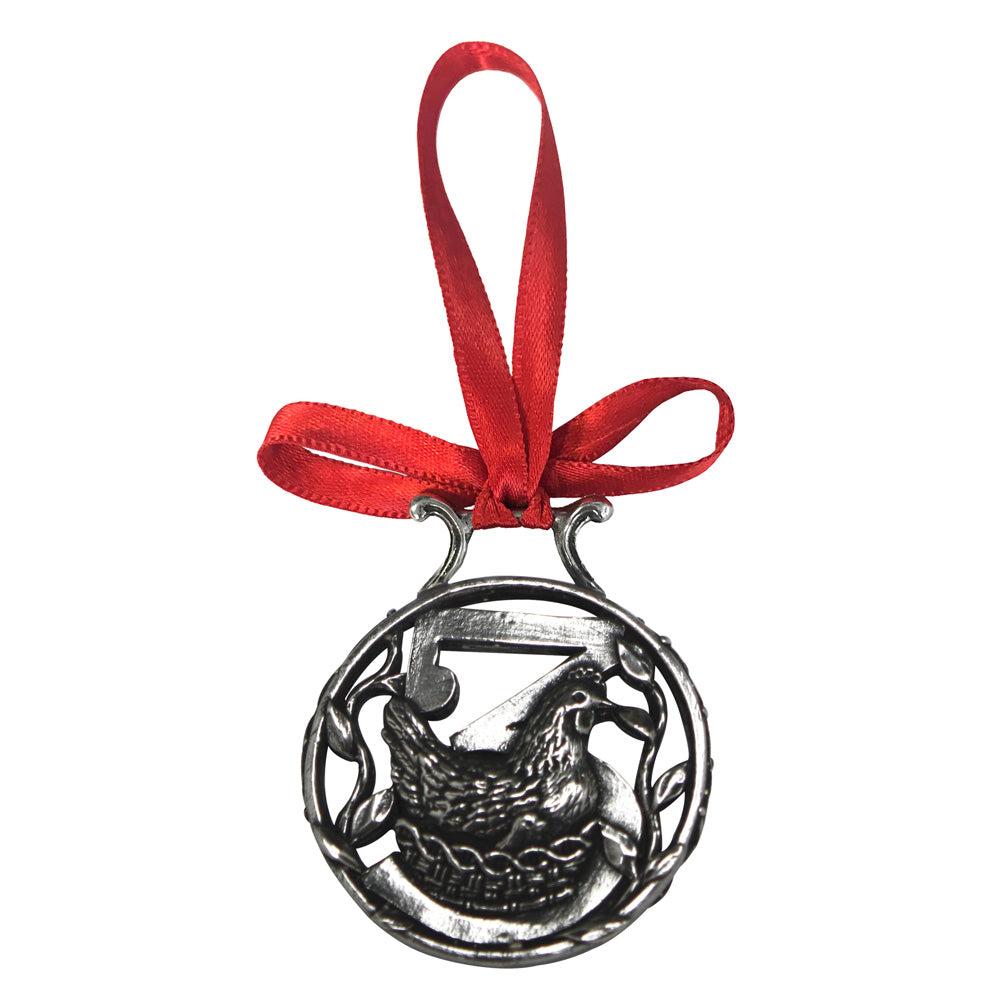 English Factory 3rd Day Of Christmas Tree Pewter Ornament Bauble Decoration
