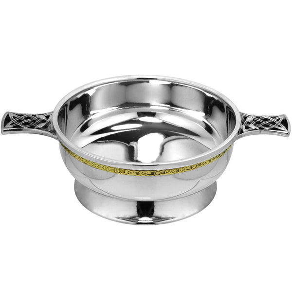 english factory 4.5 Inch Brass Celtic Band Pewter Quaich Bowl