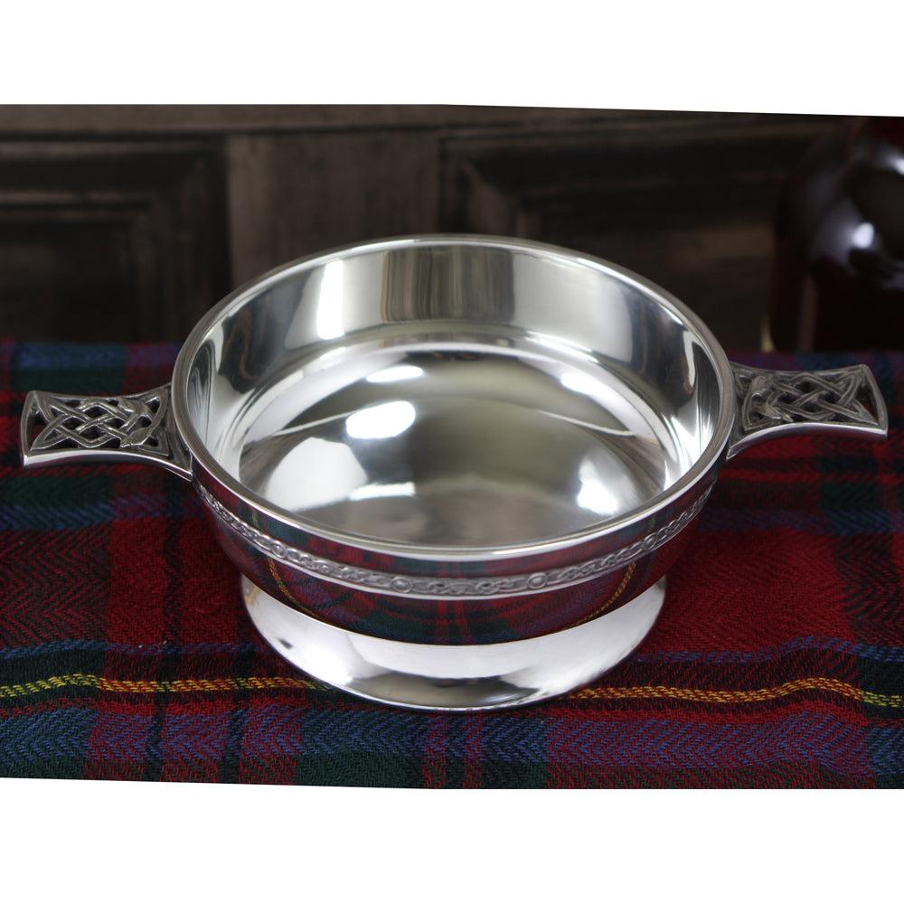 English Factory 4.5 Inch Celtic Knot Handle Pewter Quaich Bowl