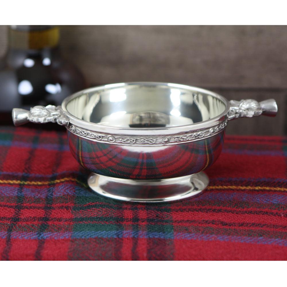 English Factory 4.5 Inch Scottish Thistle Handle Pewter Quaich Bowl