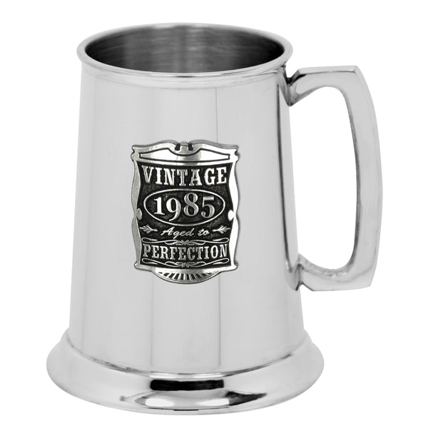 english factory 40th Birthday or Anniversary Gift 1985 Vintage Years Pewter Beer Mug Tankard