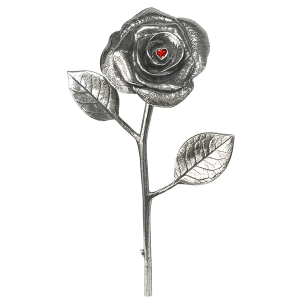 english factory 40th Ruby Wedding Anniversary Everlasting Forever Pewter Rose With Swarovski Heart Crystal Keepsake Gift