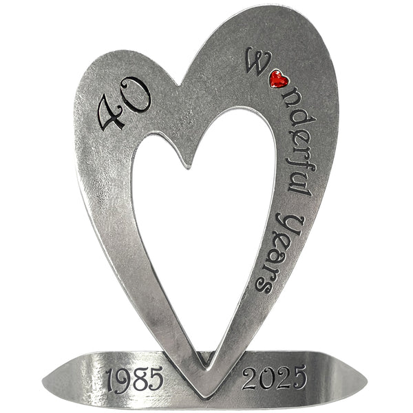 english factory 40th Ruby Wedding Anniversary Heart Keepsake Gift With Swarovski Crystal Personalised With Your Years 1985-2025