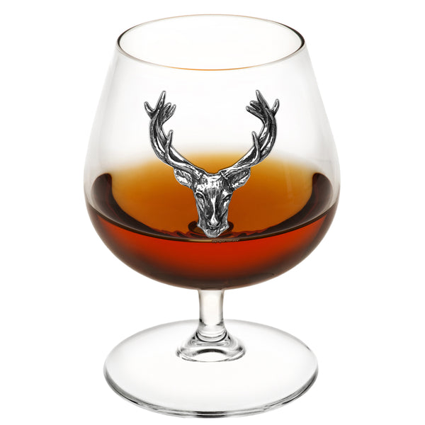 english factory 410ml Brandy Cognac Snifter Glass Gift With Pewter Stag