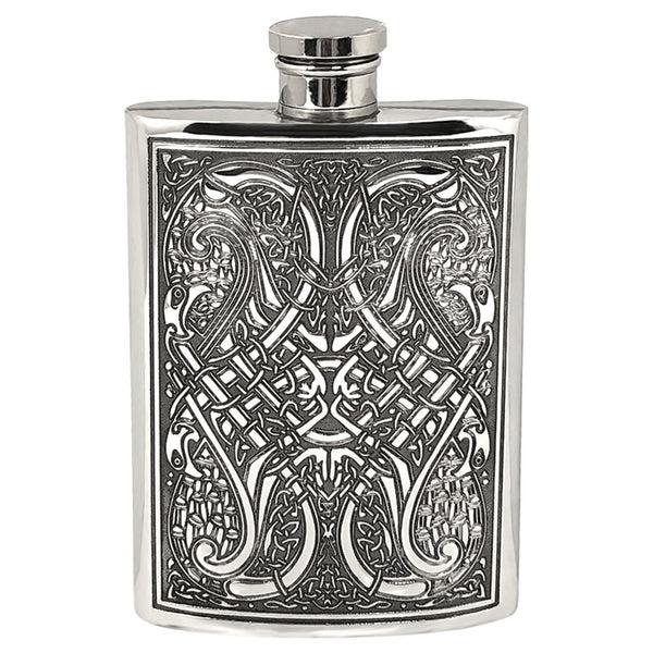 english factory 4oz Pewter Hip Flask with Celtic Knot Design