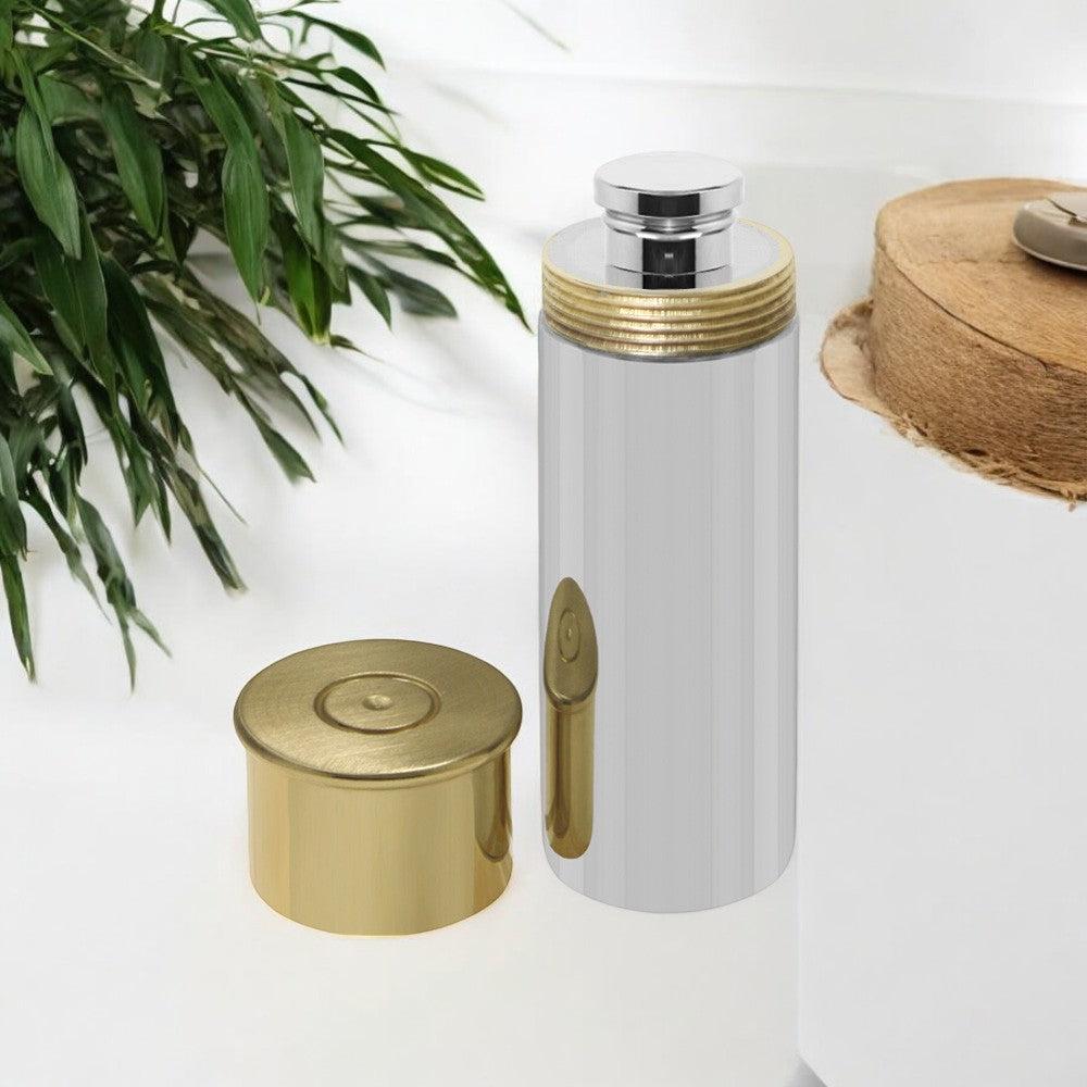 English Factory 4oz Pewter Shotgun Cartridge Hip Flask With Brass Lid