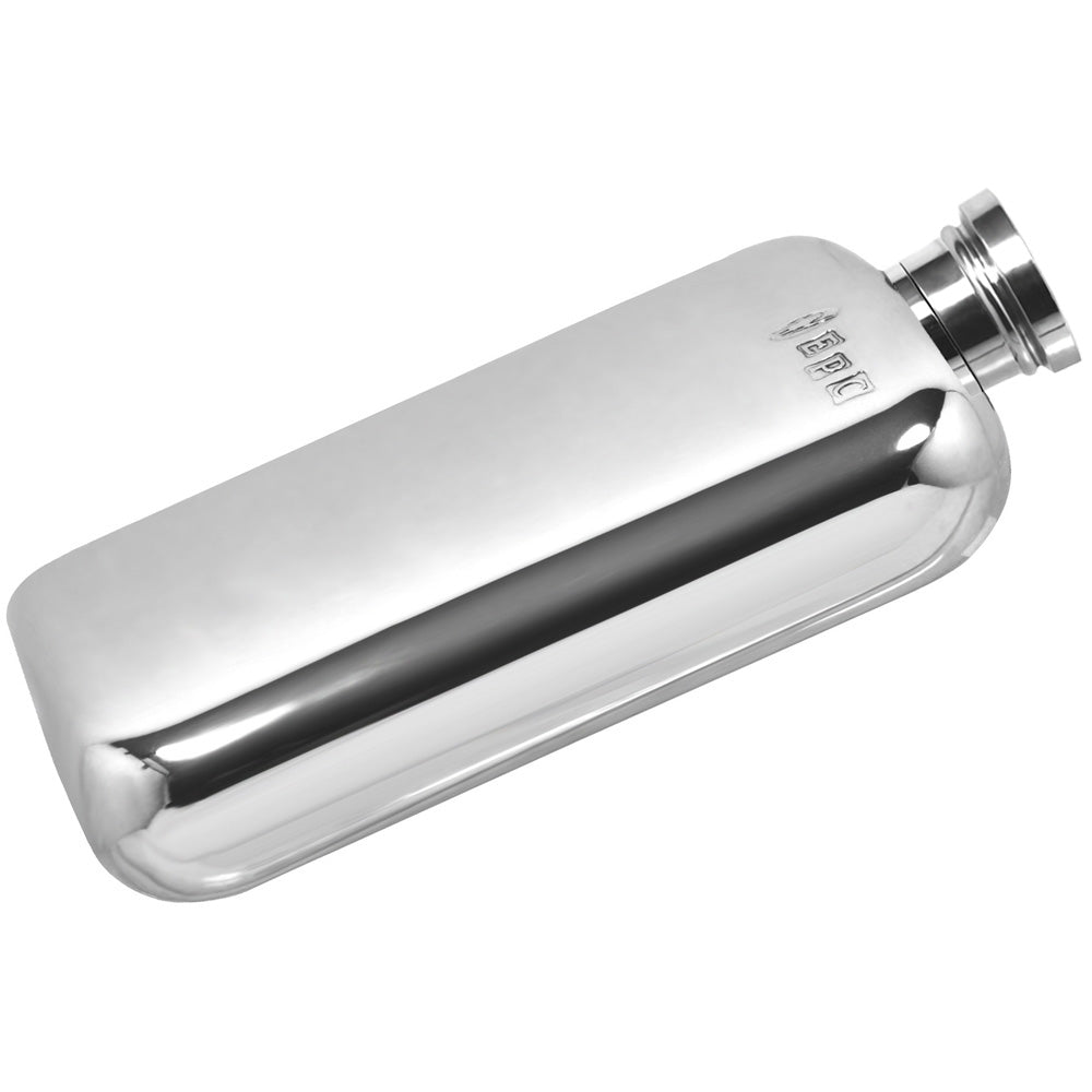 English Factory 4oz Plain Curved Edge Pewter Hip Flask
