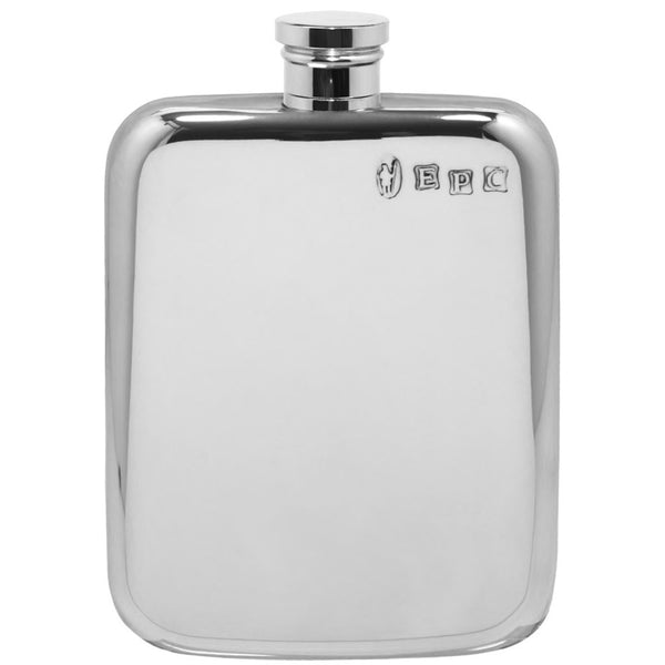 english factory 4oz Plain Curved Edge Pewter Hip Flask