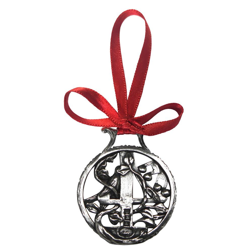 English Factory 4th Day Of Christmas Tree Pewter Ornament Bauble Decoration