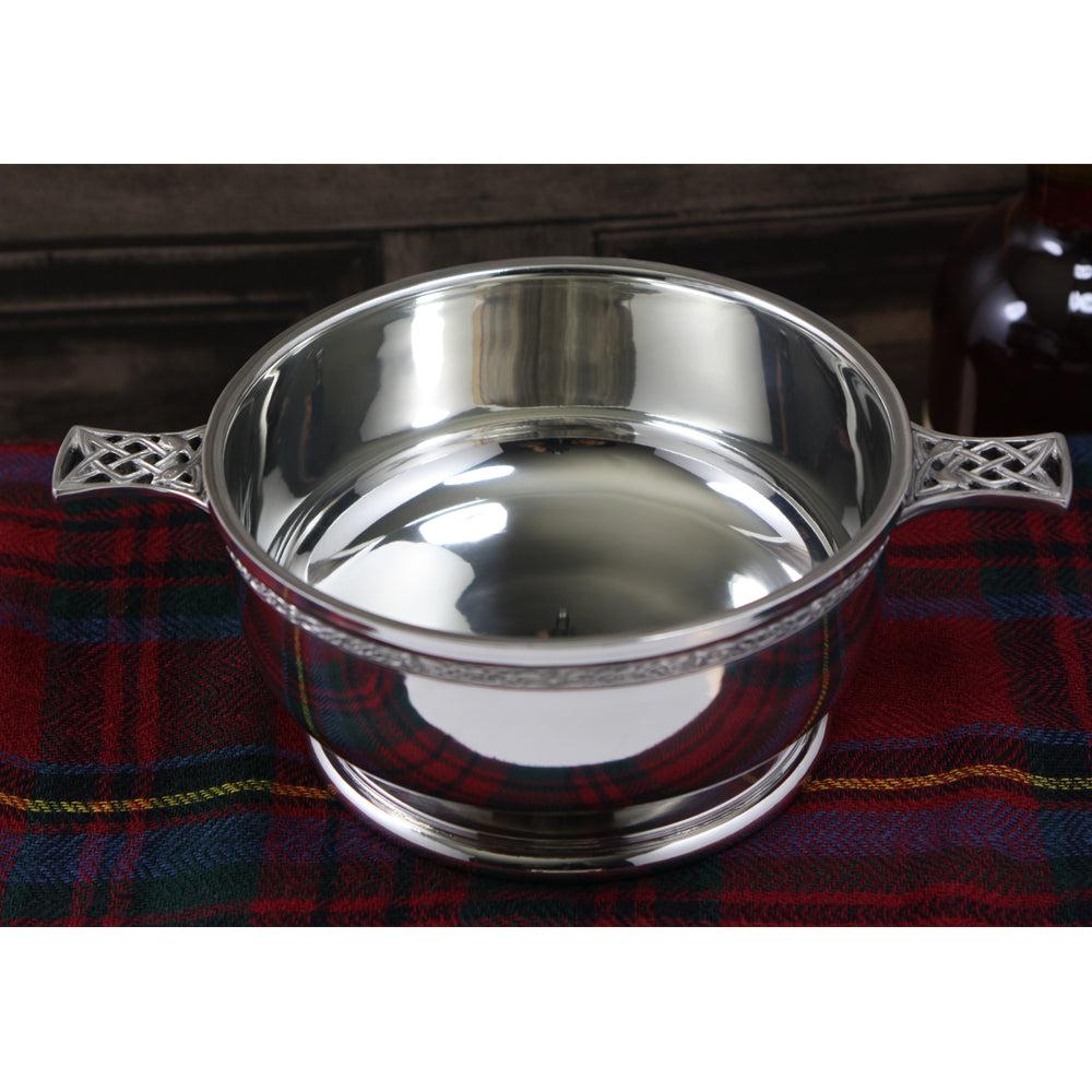 English Factory 5.5 Inch Celtic Knot Handle Pewter Quaich Bowl