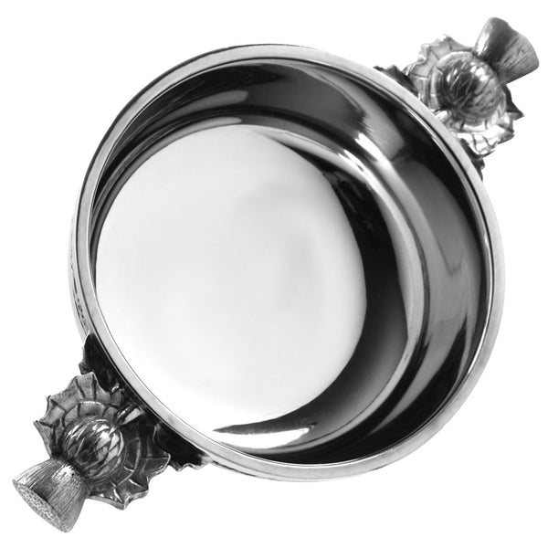english factory 5 Inch Scottish Thistle Handle Pewter Quaich Bowl