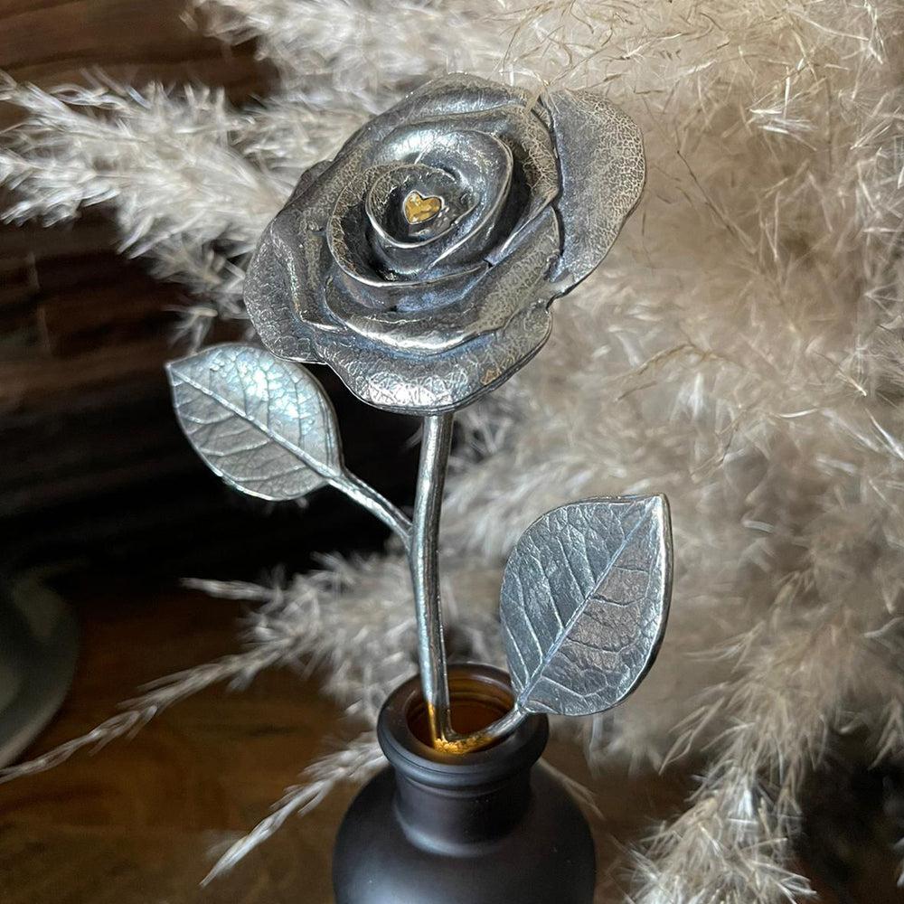 English Factory 50th 50 Year Golden Wedding Anniversary Everlasting Forever Rose With Swarovski Heart Crystal Keepsake Gift