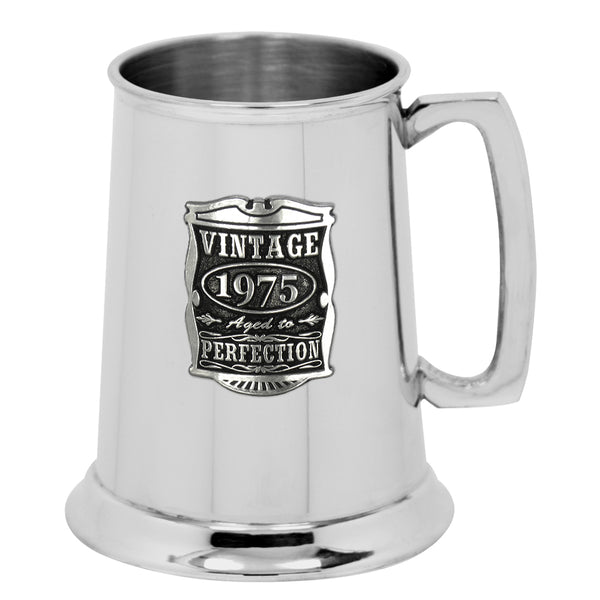 english factory 50th Birthday or Anniversary Gift 1975 Vintage Years Pewter Beer Mug Tankard