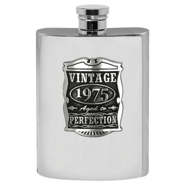english factory 50th Birthday or Anniversary Gift 1975 Vintage Years Pewter Hip Flask