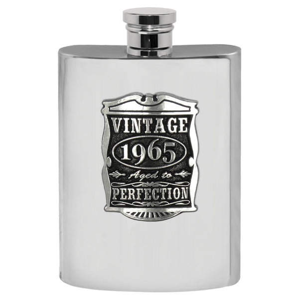 english factory 60th Birthday or Anniversary Gift 1965 Vintage Years Pewter Hip Flask