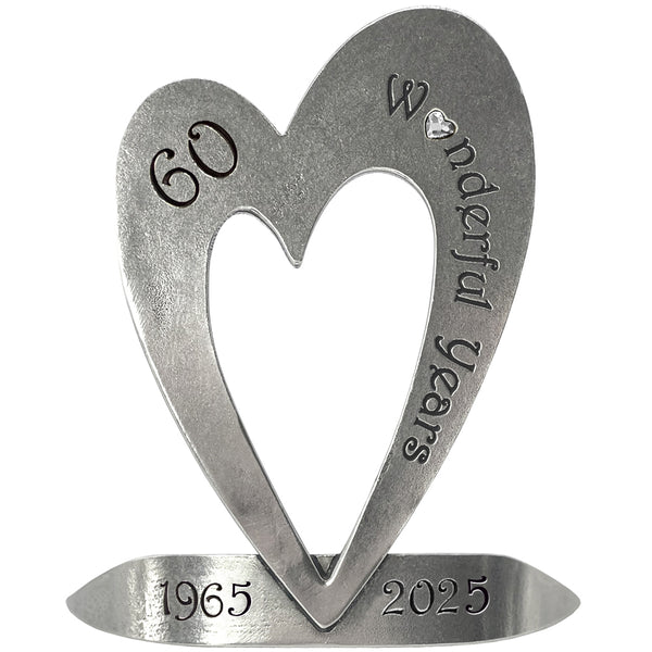 english factory 60th Diamond Wedding Anniversary Heart Keepsake Gift With Swarovski Crystal Personalised With Your Years 1965-2025