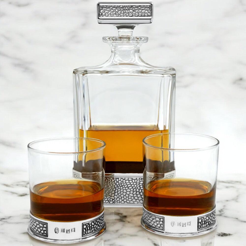 English Factory 650ml Whisky Wine & Spirit MANHATTAN RECTANGULAR PEWTER DECANTER