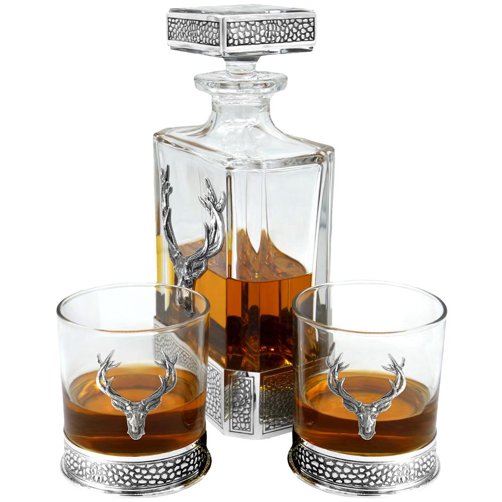 English Factory 650ml Whisky Wine & Spirit REGAL STAG RECTANGULAR PEWTER DECANTER