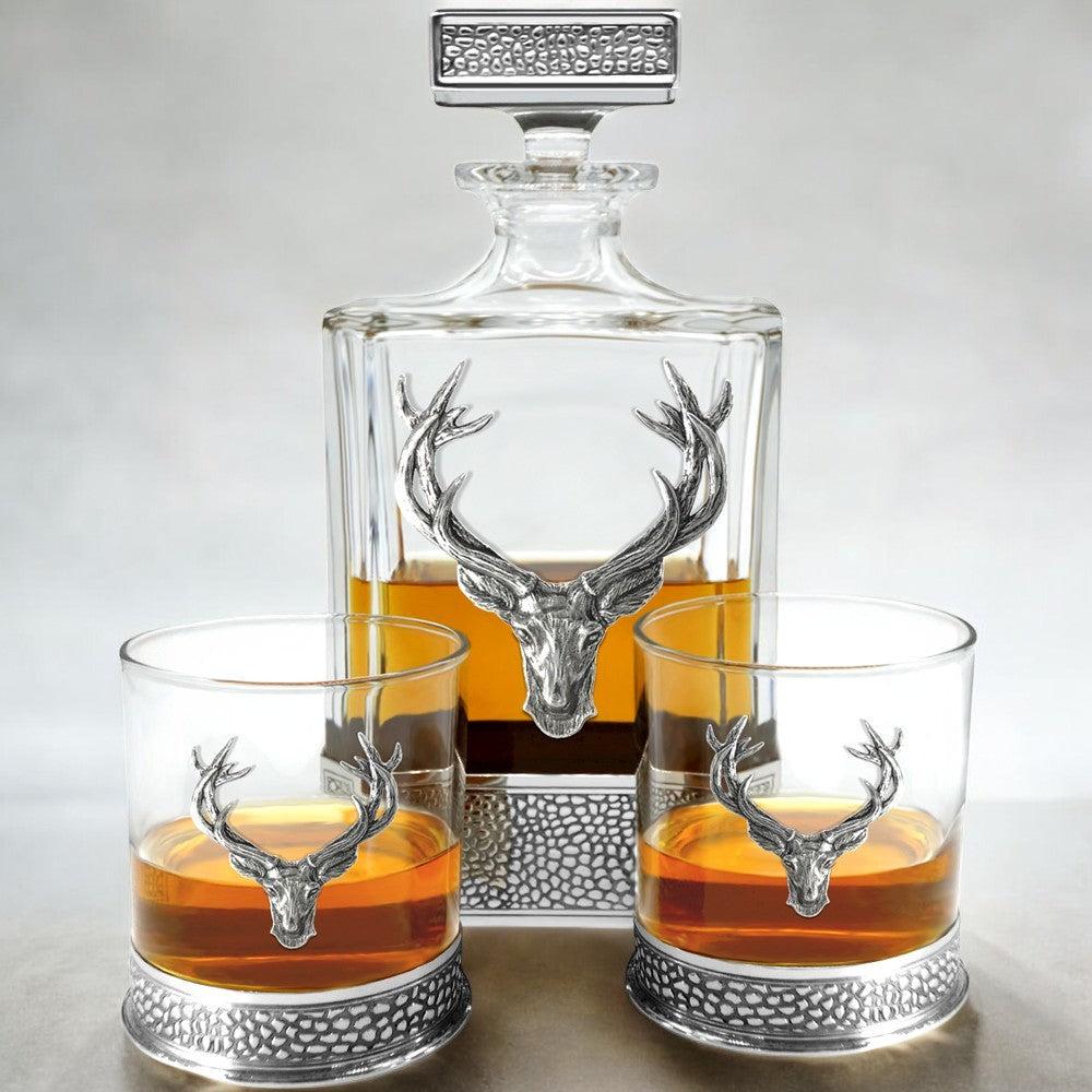 English Factory 650ml Whisky Wine & Spirit REGAL STAG RECTANGULAR PEWTER DECANTER