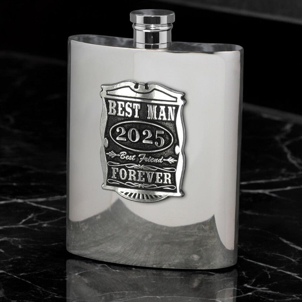 English Factory 6oz Best Man Pewter Hip Flask - Perfect Wedding Party Gifts 2025