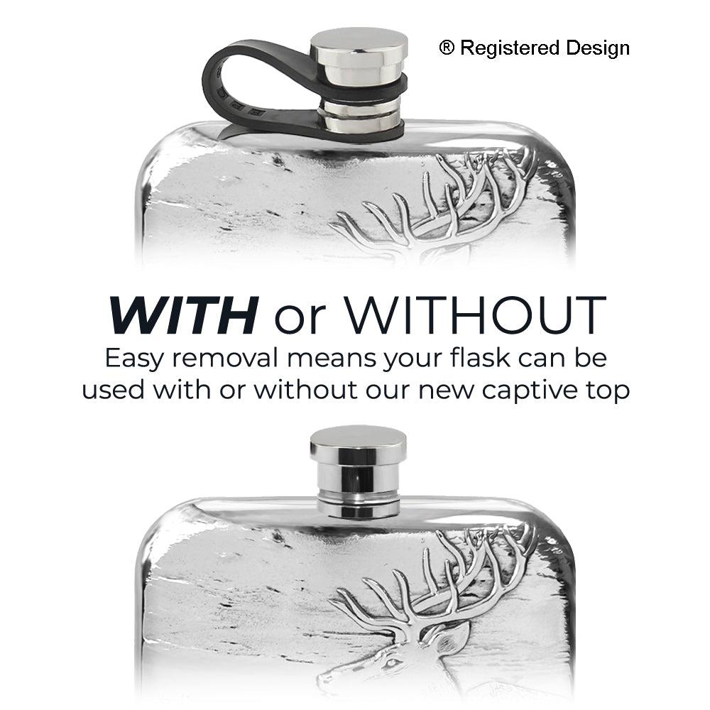 English Factory 6oz Embossed Stag Purse Pewter Hip Flask