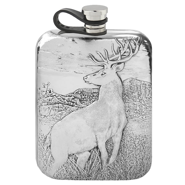 english factory 6oz Embossed Stag Purse Pewter Hip Flask