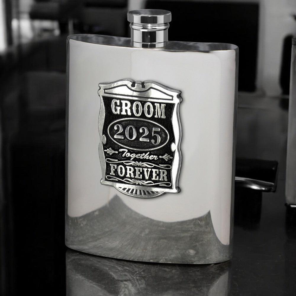 English Factory 6oz Groom Pewter Hip Flask - Perfect Wedding Party Gifts 2025