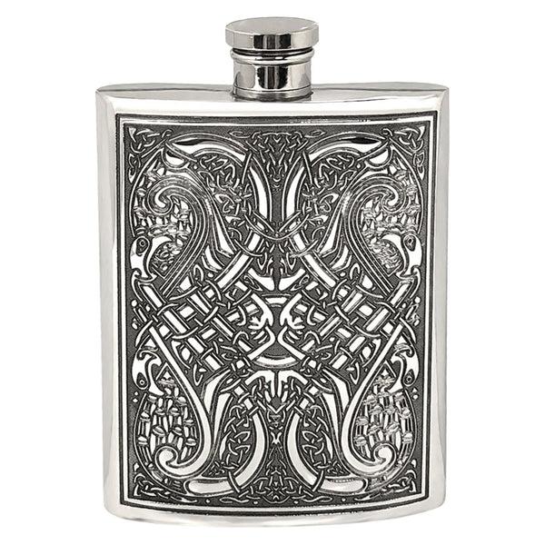 english factory 6oz Pewter Hip Flask with Celtic Knot Design