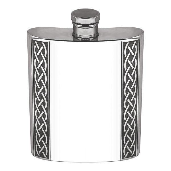 english factory 6oz Pewter Hip Flask With Embossed Celtic Design