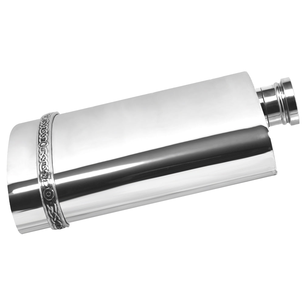 English Factory 6oz Pewter Hip Flask With Intricate Celtic Band
