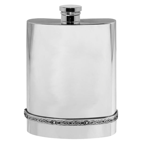 english factory 6oz Pewter Hip Flask With Intricate Celtic Band