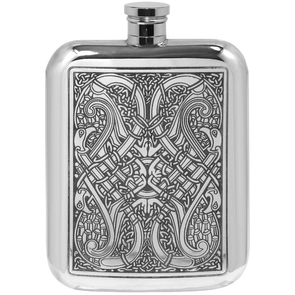 english factory 6oz Pewter Hip Flask with Intricate Celtic Knot Design