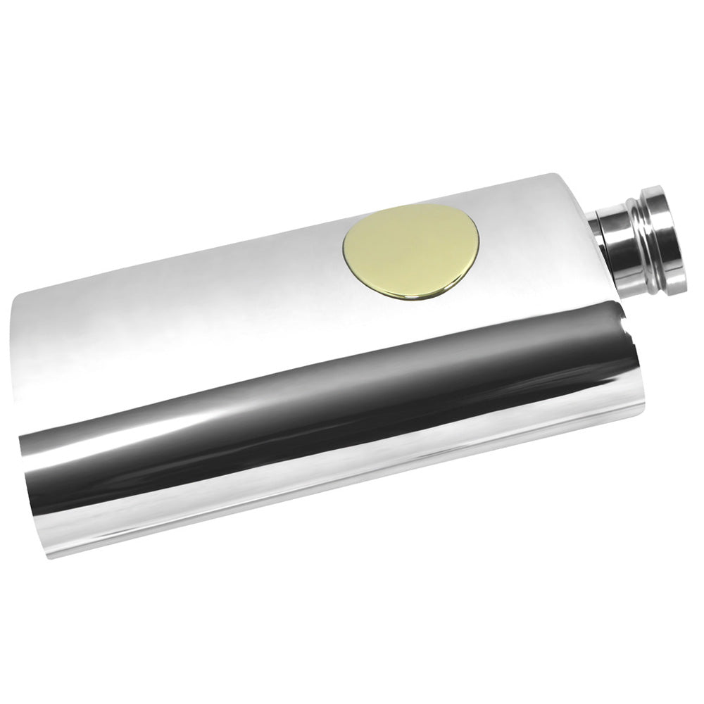English Factory 6oz Pewter Hip Flask With Oval Brass Plate