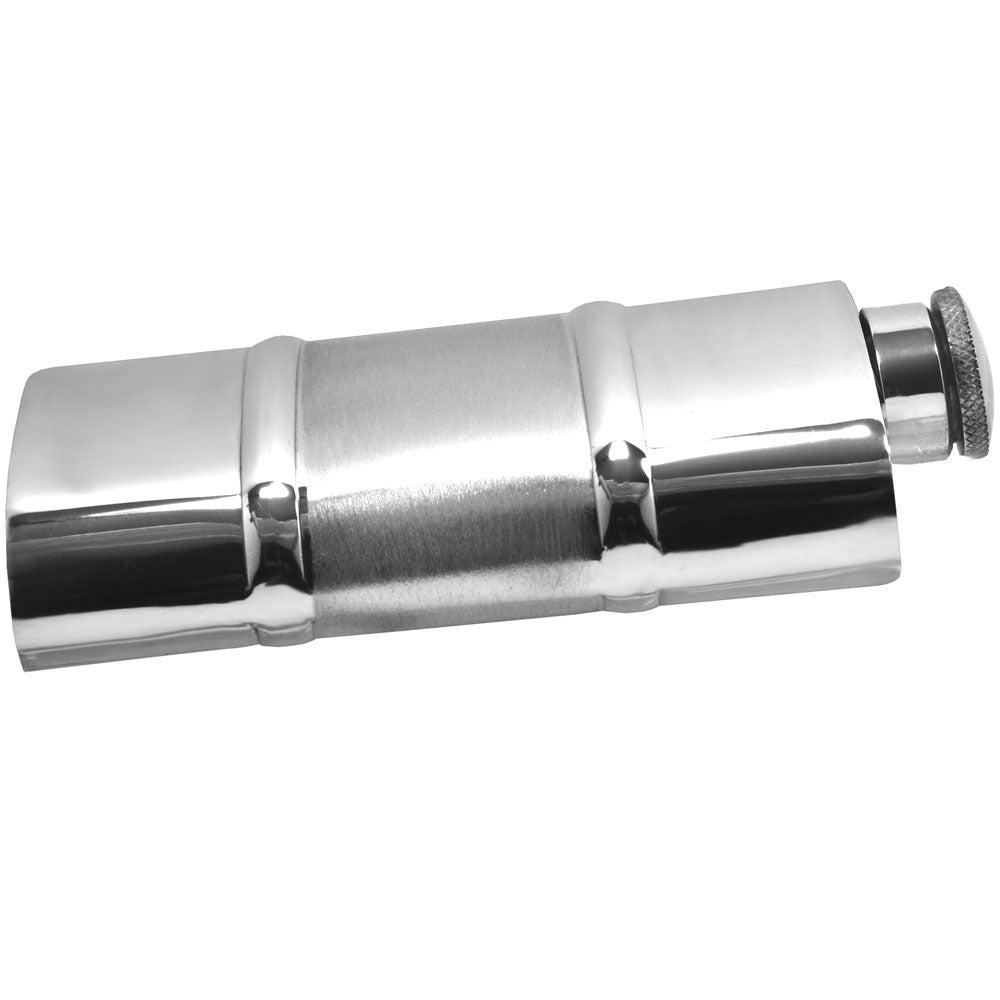 English Factory 6oz Pewter Hip Flask With Satin Centre Band And Hinged Captive Top