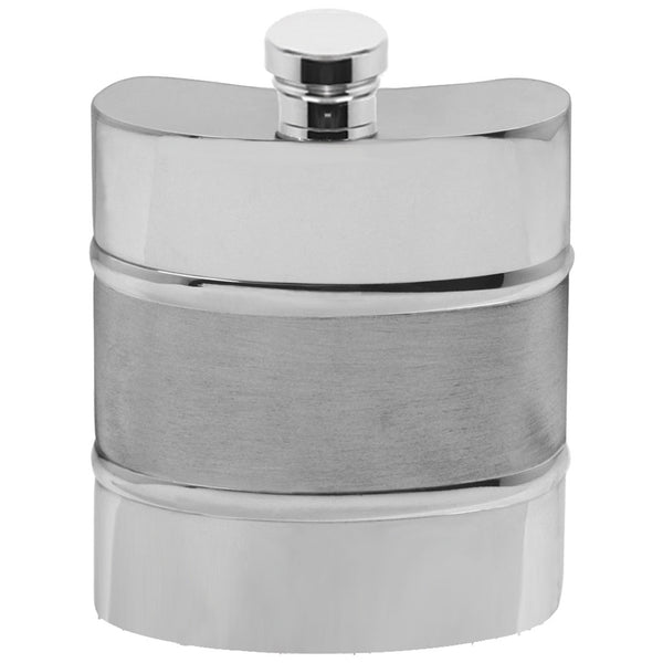 english factory 6oz Pewter Hip Flask With Satin Centre Band