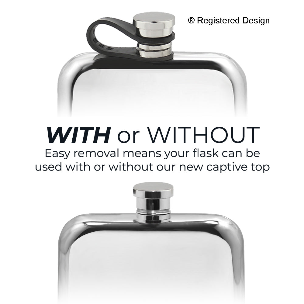 English Factory 6oz Pewter Hip Flask With Scottish Thistle Design And Flexi Cap