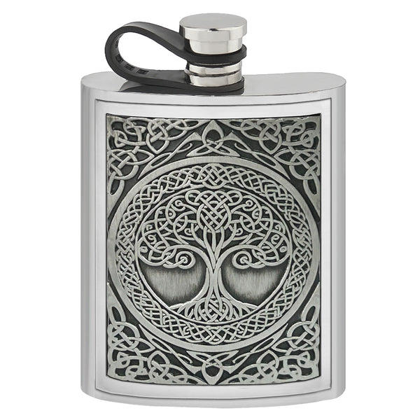 english factory 6oz Pewter Hipflask with Embossed design and Flexi Cap