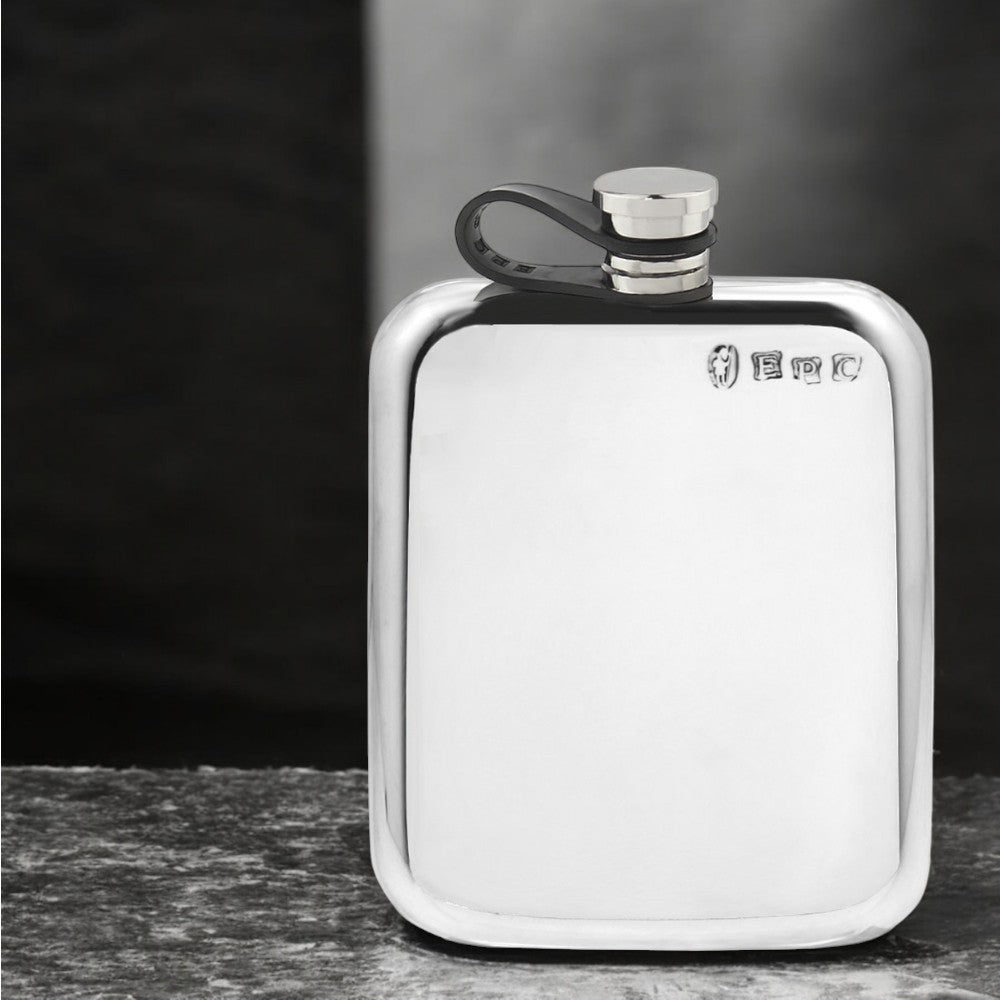 English Factory 6oz Pewter Purse Hip Flask With Flexi Cap